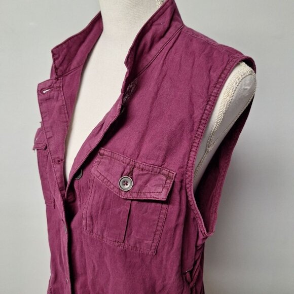 Maurices Vest Button Collar Purple Womens Large Tags Pockets - Picture 5 of 11